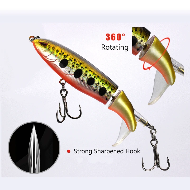 Señuelo de Pesca flotante, cebo de lápiz, superficie giratoria, 90mm, 13g, cola giratoria suave, Swimbait duro Artificial - imagen 5