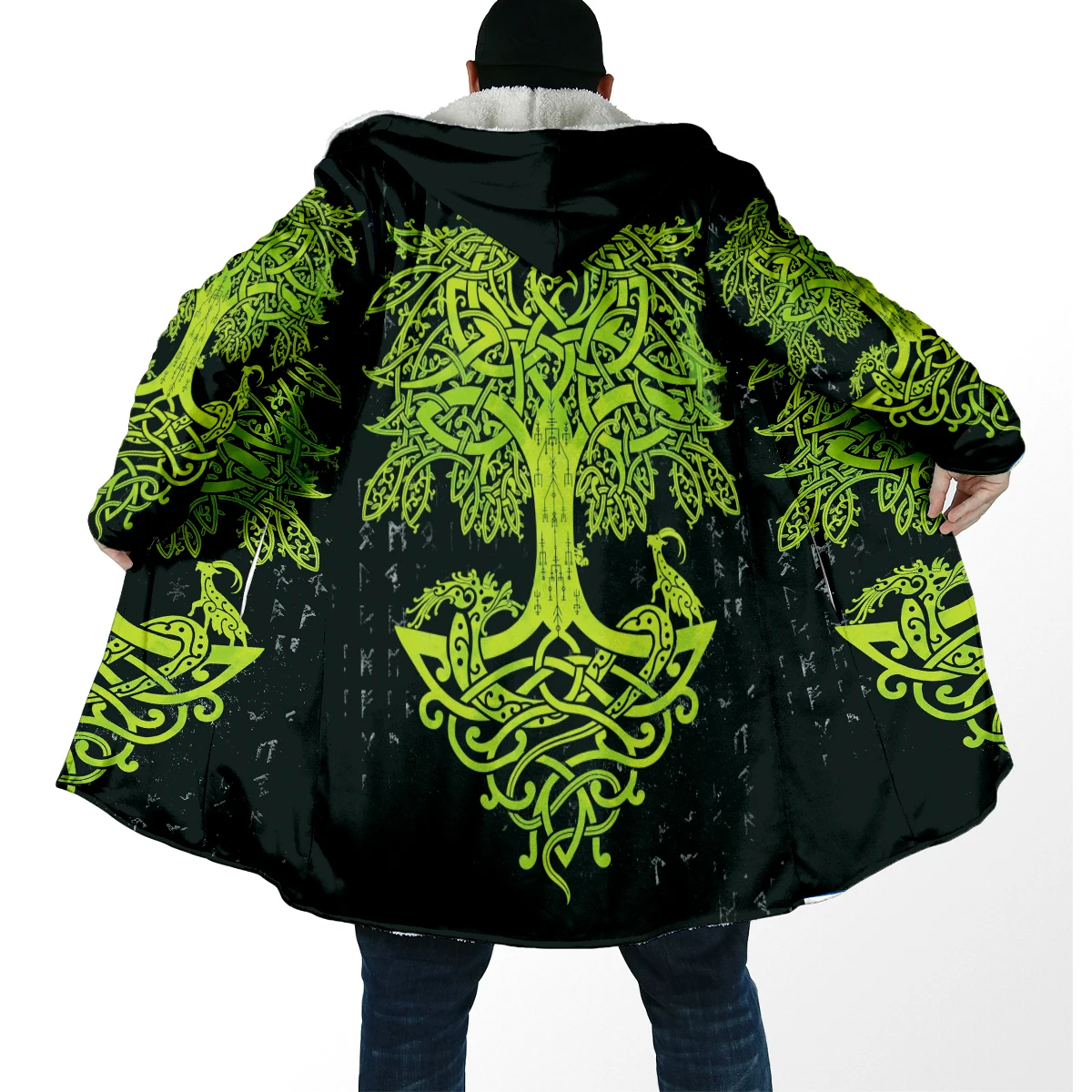 Fenrir Lobo Capa Invierno 3D Rune Lana Gruesa con Capucha Para Todos - imagen 5