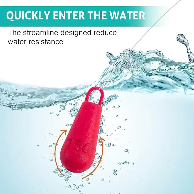 Goture 25 uds plomo de pesca rojo 15g pesas de tiro con caja de almacenamiento para lubina agua salada accesorios de pesca de agua dulce - imagen 4