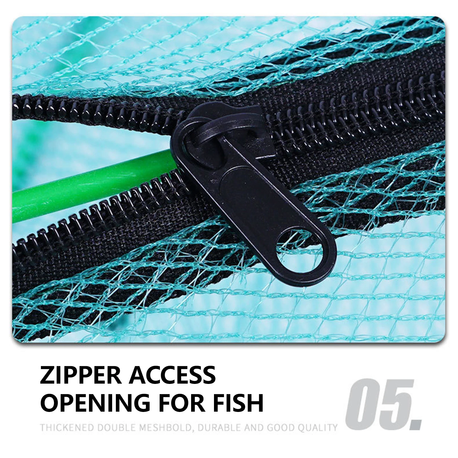 Red de pesca automática de 50/60/70cm, malla plegable portátil para peces con mosca para carpa, cruciana, cangrejo, camarones, langosta, red para peces con múltiples agujeros - imagen 3