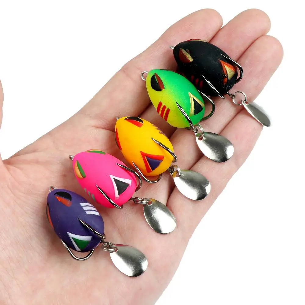 Juego de 5 uds. De señuelo de pesca de rana suave de 3cm/3,2g, Mini señuelo suave con doble gancho mejorado, agua superior - imagen 4
