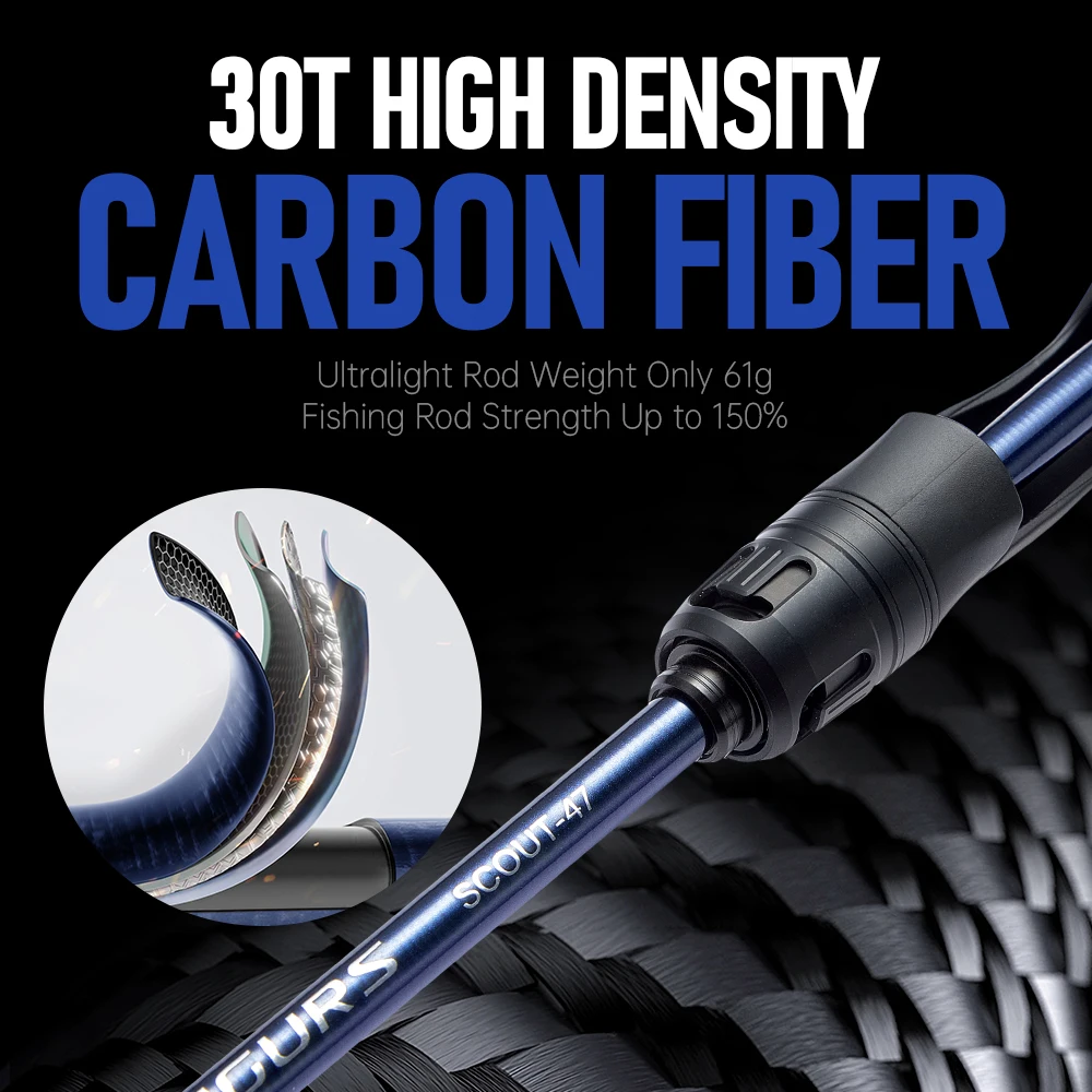Caña de pescar SOLOKING SCOUT47 de calamar y sepia, caña de pescar de mar para Webfooted, 2 secciones, acción 9:1, 61g, caña de pescar ultraligera - imagen 3