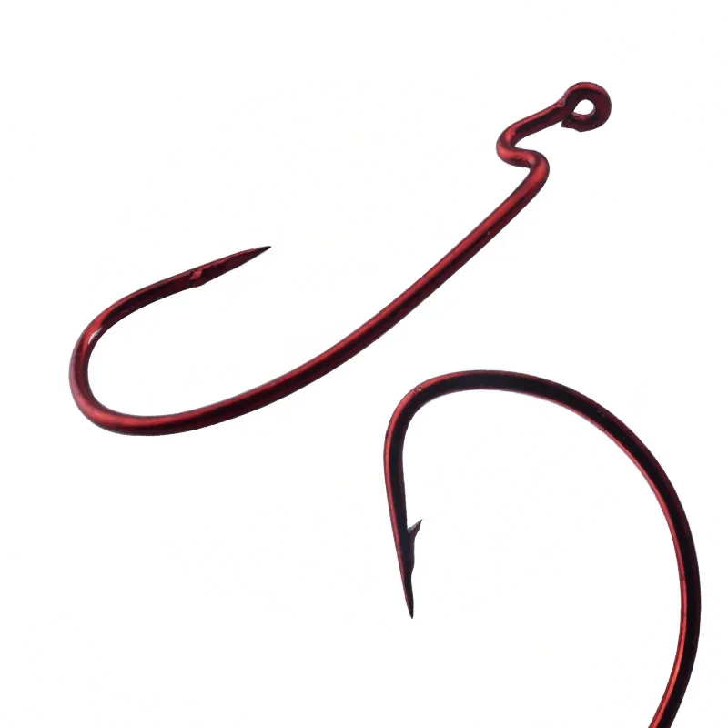 20 anzuelos de pesca de acero con alto contenido de carbono 2 #   4 #   6 #   8 #   Señuelo con anzuelo de manivela, gusano de Pesca para aparejos de cebo blando, accesorios de alta calidad - imagen 2