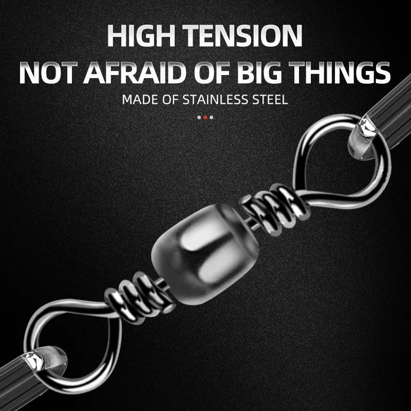 100 Uds conector de pesca barril giratorio de acero al carbono conector de anzuelos de mar para pesca en el mar accesorios de conector Luer - imagen 2