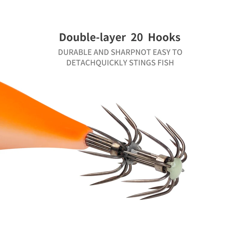 5 uds cebo de calamar 4,8g Webfoot pulpo Egi señuelo de agua salada camarones artificiales Egi señuelo sepia calamar Horizontal Jig gancho Kit herramienta - imagen 4