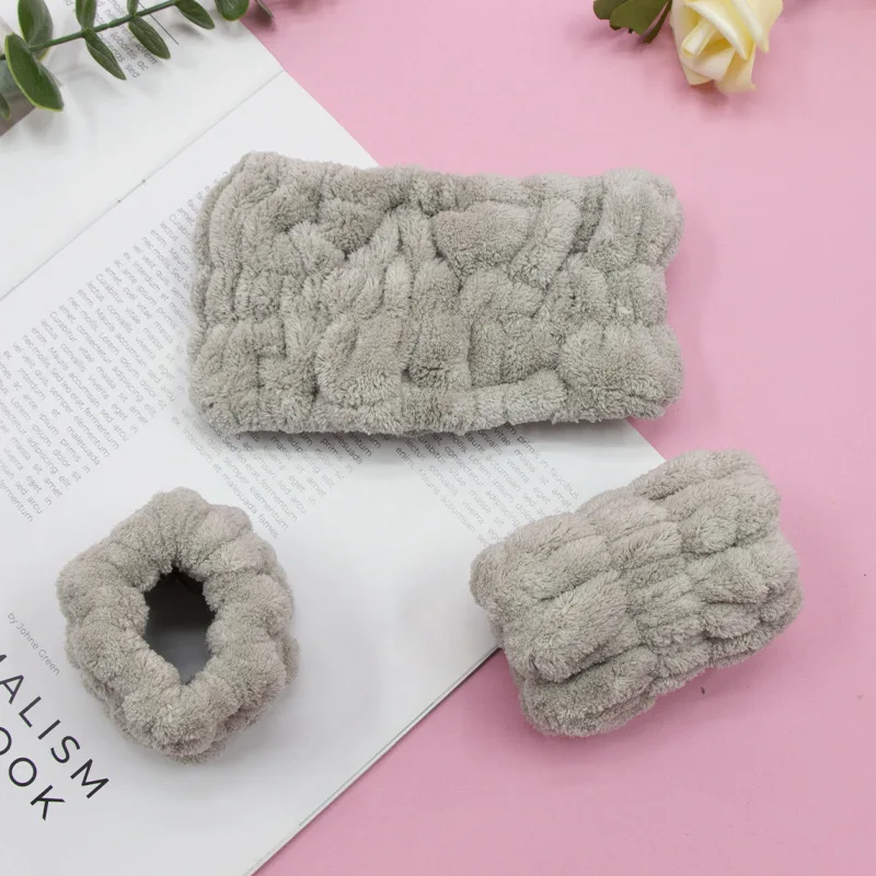 3pcs/Set Women Coral Fleece Hair Bands Cuff Waterproof Bands Absorbent Wristbands Wash Face Headbands Head Band Hair Accessories - imagen 3
