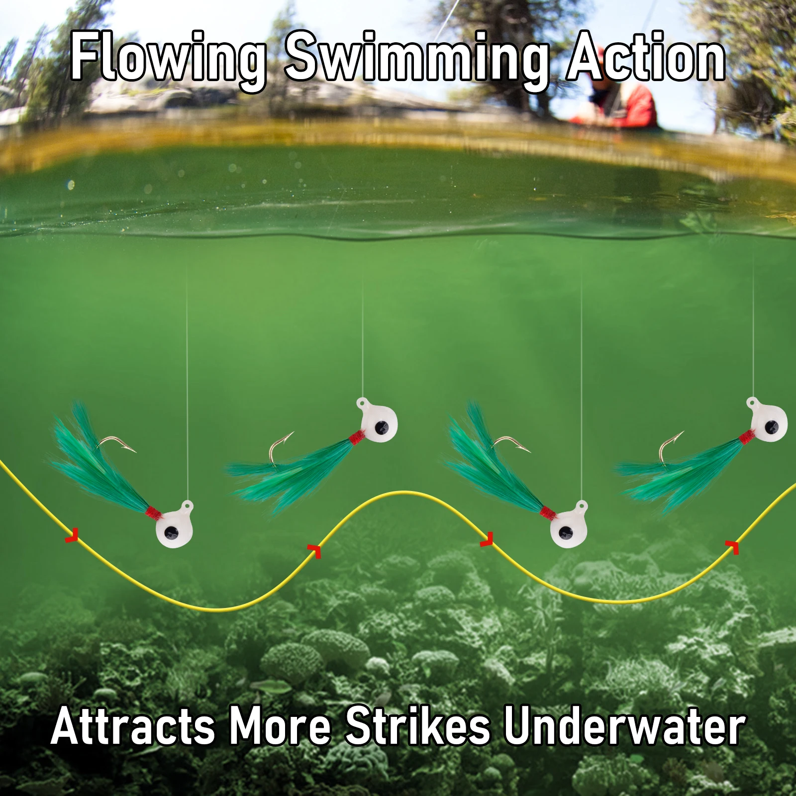 5 uds Crappie Jig Head plantillas de plumas de marabú bola redonda de agua dulce Swimbait anzuelos de pesca para Walleye Crappie Panfish trucha señuelo - imagen 4