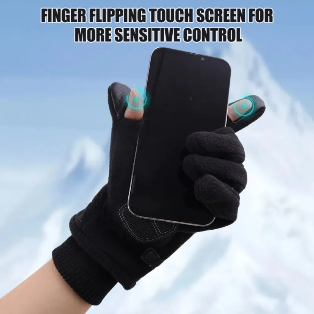 Guantes de invierno para pantalla táctil, manoplas cálidas a prueba de viento, antideslizantes para motociclista, Unisex, resistentes al frío, esquí, ciclismo - imagen 5
