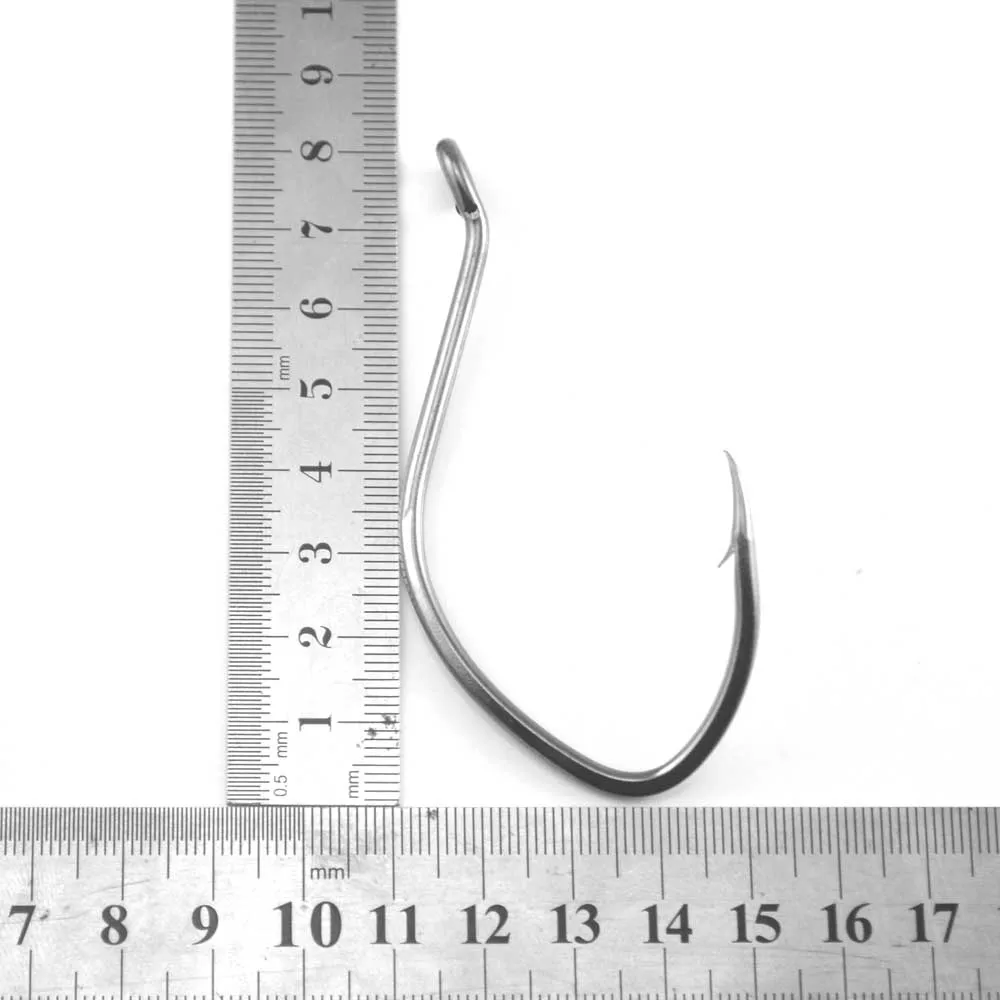 MNFT-anzuelo de pesca grande afilado de acero al carbono, anzuelo afilado de 8x4cm, para agua salada, afilado, 10 piezas - imagen 3