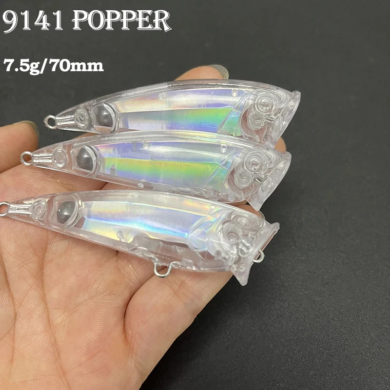 20 piezas sin pintar en blanco Popper señuelo 70mm 7,5g 3D Topwater Pop cebo Trolling cebos artificiales flotante Popper accesorios de pesca