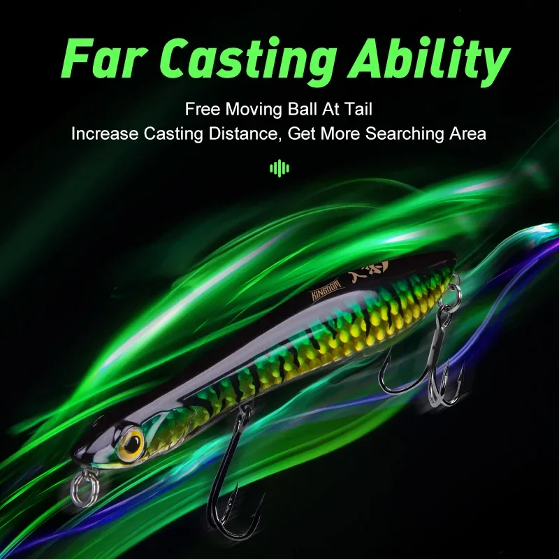 Señuelos de pesca con lápiz flotante/hundimiento Kingdom 95mm 110mm 9,5g 12g 15g 21g Jerkbaits de fundición larga cebos duros señuelo de pesca de Lucio - imagen 4