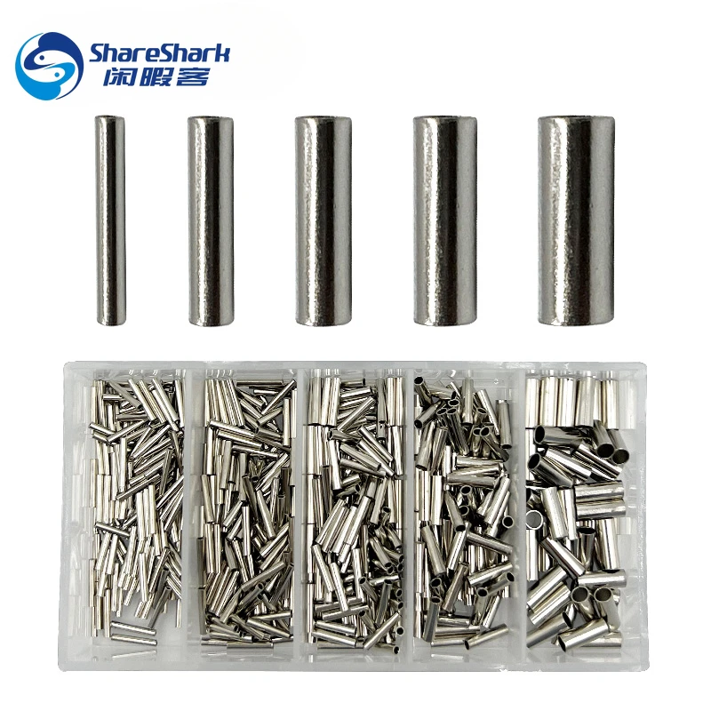 Kit de manguitos de prensado de un solo barril de cobre, manga de bucle de prensado de cobre, Kit de conector de tubo de cuerda de alambre de línea de pesca, 600 piezas