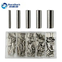 Kit de manguitos de prensado de un solo barril de cobre, manga de bucle de prensado de cobre, Kit de conector de tubo de cuerda de alambre de línea de pesca, 600 piezas