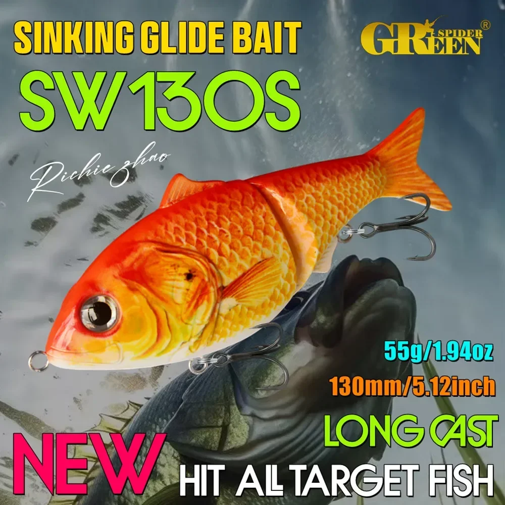 GREENSPIDER-señuelos de pesca multiarticulados, sección de 5,12 pulgadas, 1,94 OZ, ojo enojado, hundimiento, cebo deslizante Artificial - imagen 2