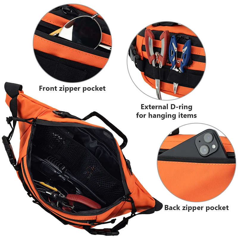 Bolso de pecho de pesca multifuncional para hombre, bolsa cruzada Molle de nailon, riñonera de viaje al aire libre, riñonera de almacenamiento diario - imagen 3