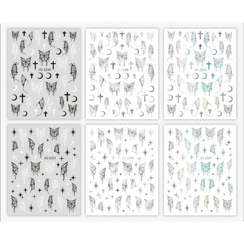 Pegatinas de estrellas para uñas, 1/2/3 piezas, 3D, Corazón Azul, arcoíris, Planeta, nubes, diseño de puntas de manicura, decoración artística de uñas - imagen 2