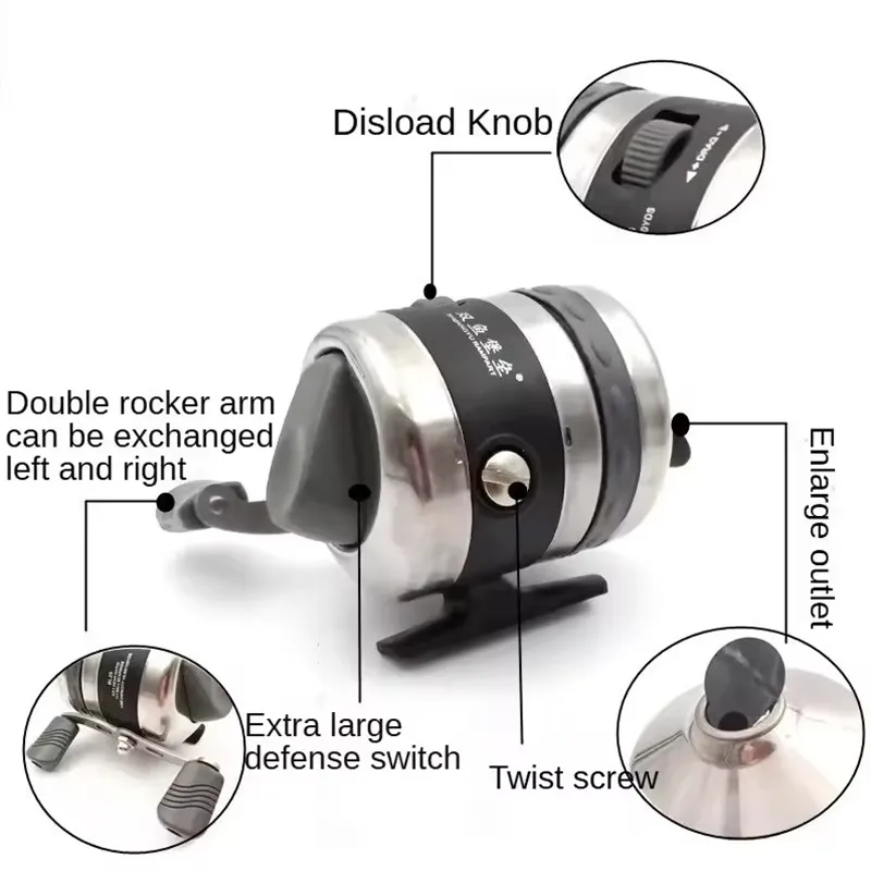 Carrete de pesca BL25 para tiro con tirachinas, rueda de bobina de Metal cerrada para exteriores con 5 # Línea PE 40M Rueda de pesca - imagen 2