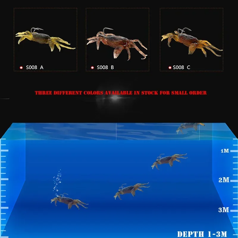 Señuelo de cangrejo Artificial, simulación 3D, cebo de pescado suave multicolor con anzuelo, Señuelos de Pesca para pesca en invierno, 1 ud. - imagen 5