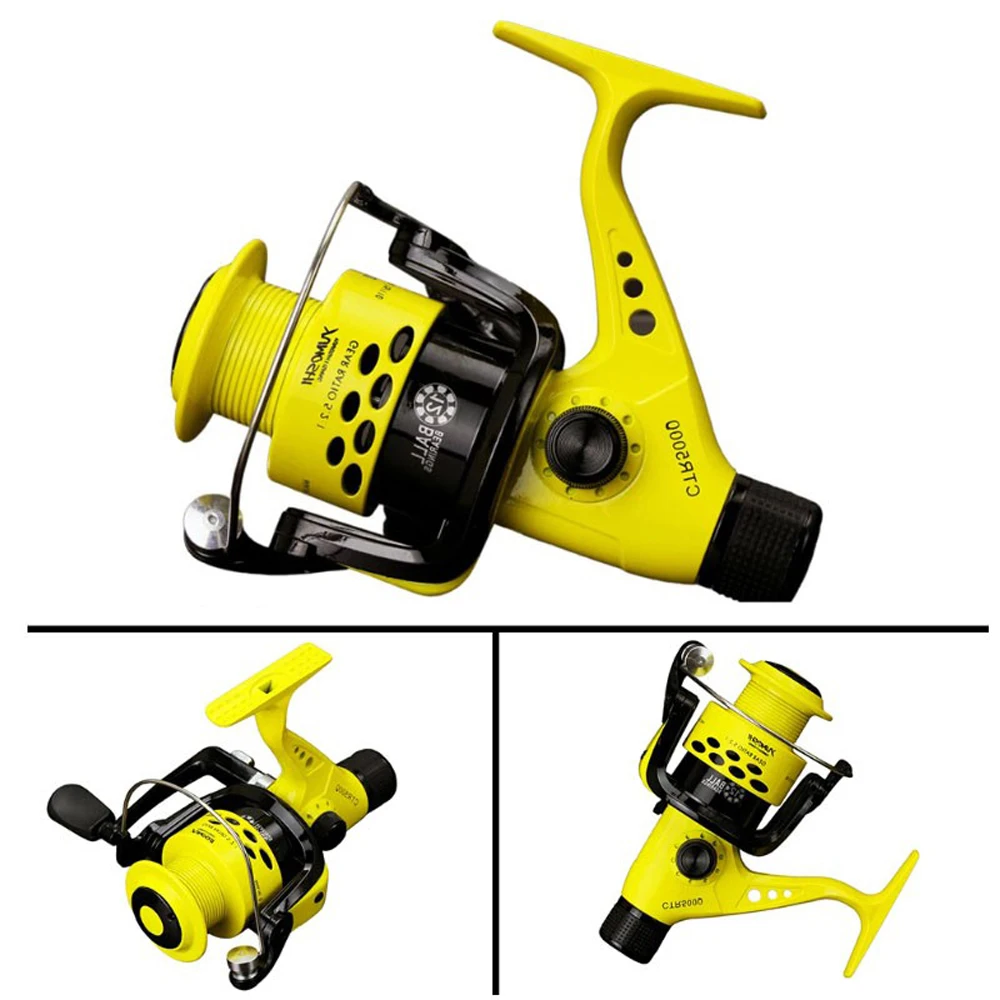 Carrete giratorio de pesca 5,5:1, rueda con cabezal de galvanoplastia, alimentador de fundición de cebo para lubina, Lucio, carpa, serie de fuerza de descarga, freno trasero - imagen 2