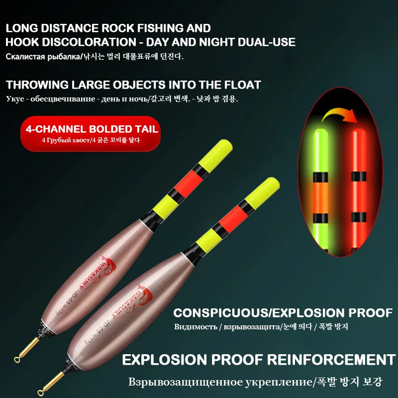 2025 nuevo producto 2 piezas flotador de pesca electrónico luz nocturna 3 malla 6,8 MM flotador de pesca en roca equipo de pesca al aire libre de invierno - imagen 2
