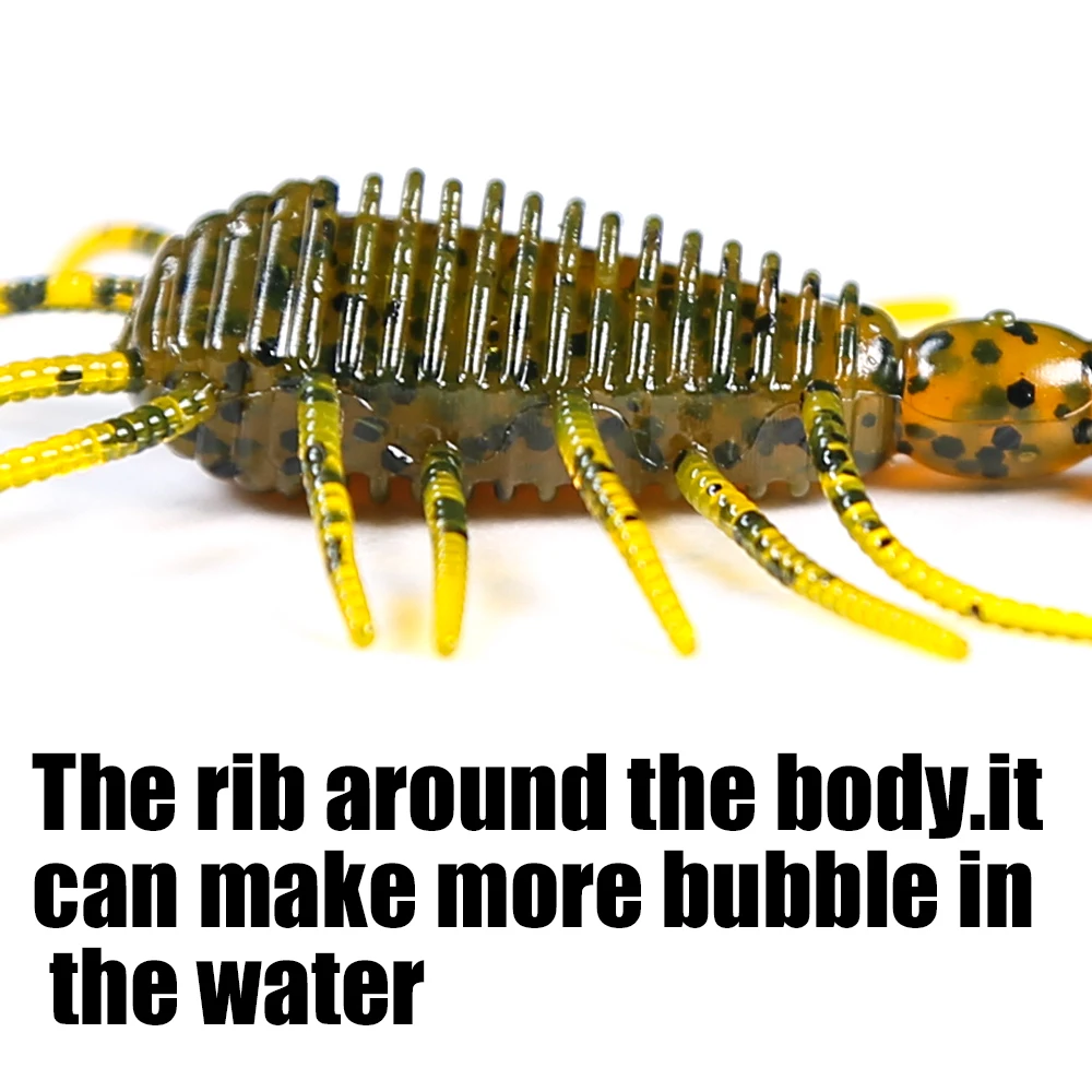 B & U-SEÑUELOS blandos de Larva de 50mm, cebos artificiales de pesca de silicona para lubina, perca, Lucio, Swimbait, Jigging, gusano de plástico - imagen 5