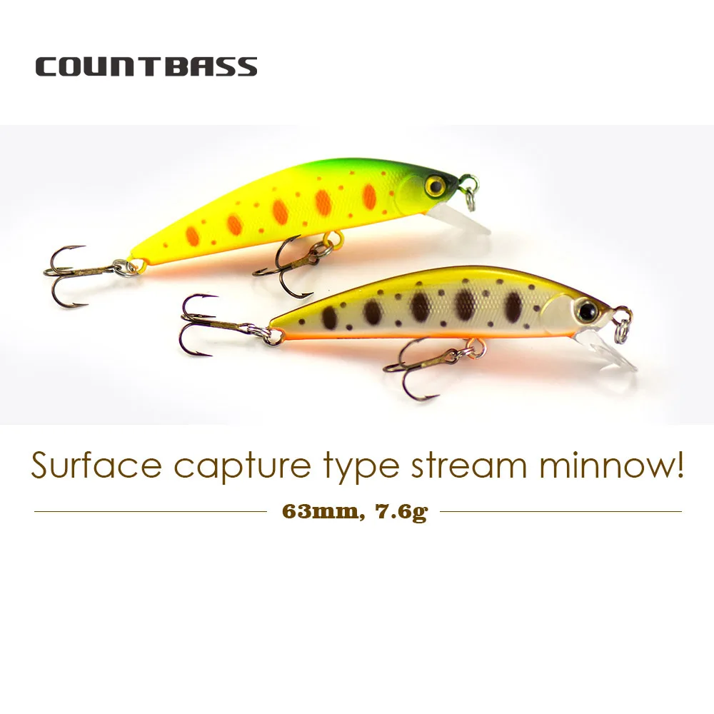 Countbass Afundando Minnow 63 mm 2-1/2" 7,6 g 1/4 oz. Cebos duros Señuelos de pesca Wobblers para trucha, lubina negra - imagen 3