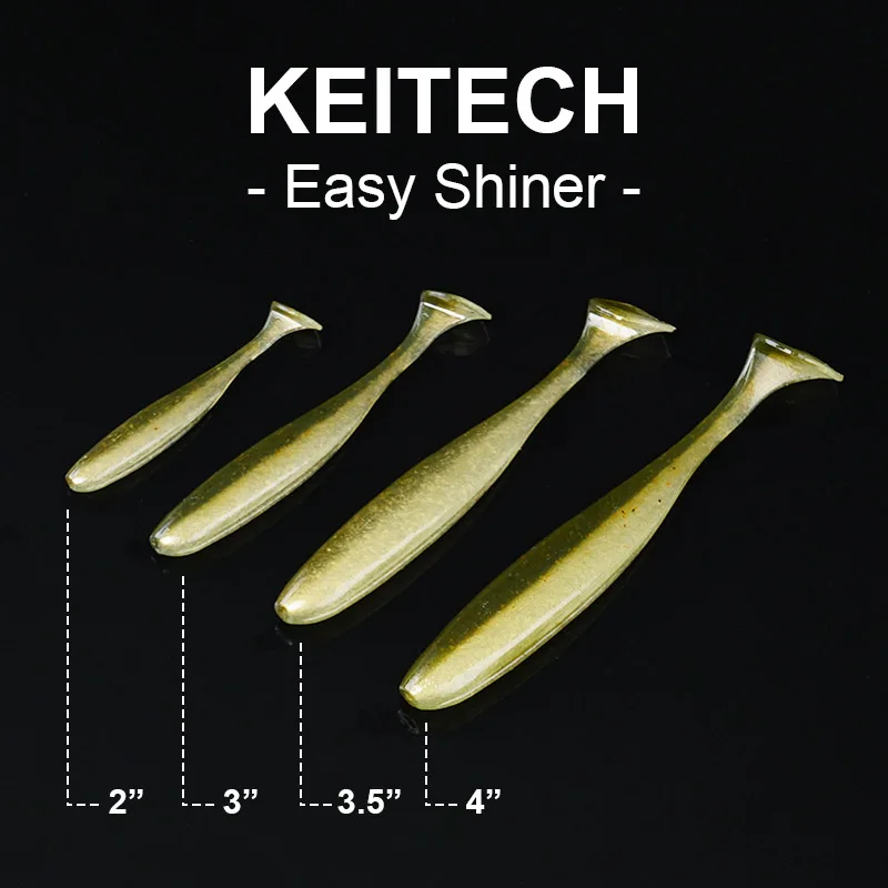 Japón KEITECH K marca 2 pulgadas 3 pulgadas 4 pulgadas pez de cola en T fácil brillo señuelo cebo suave pesca pez de cola en T