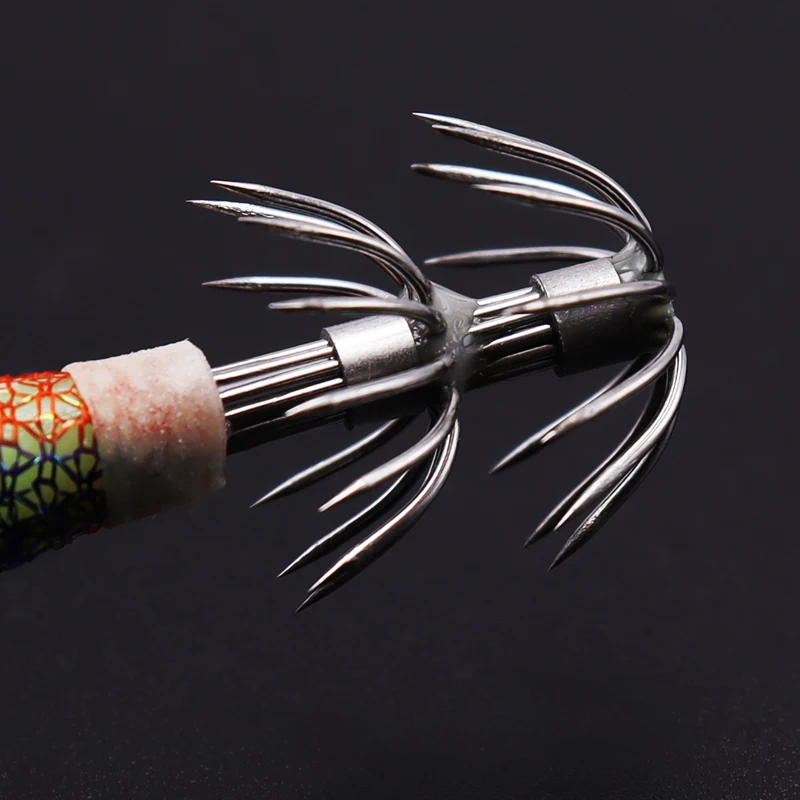 ZYZ-señuelo de pesca de camarones de madera, plantilla de calamar de simulación Artificial luminosa con anzuelos de pulpo de plomo, cebo de sepia para pesca en el mar - imagen 5