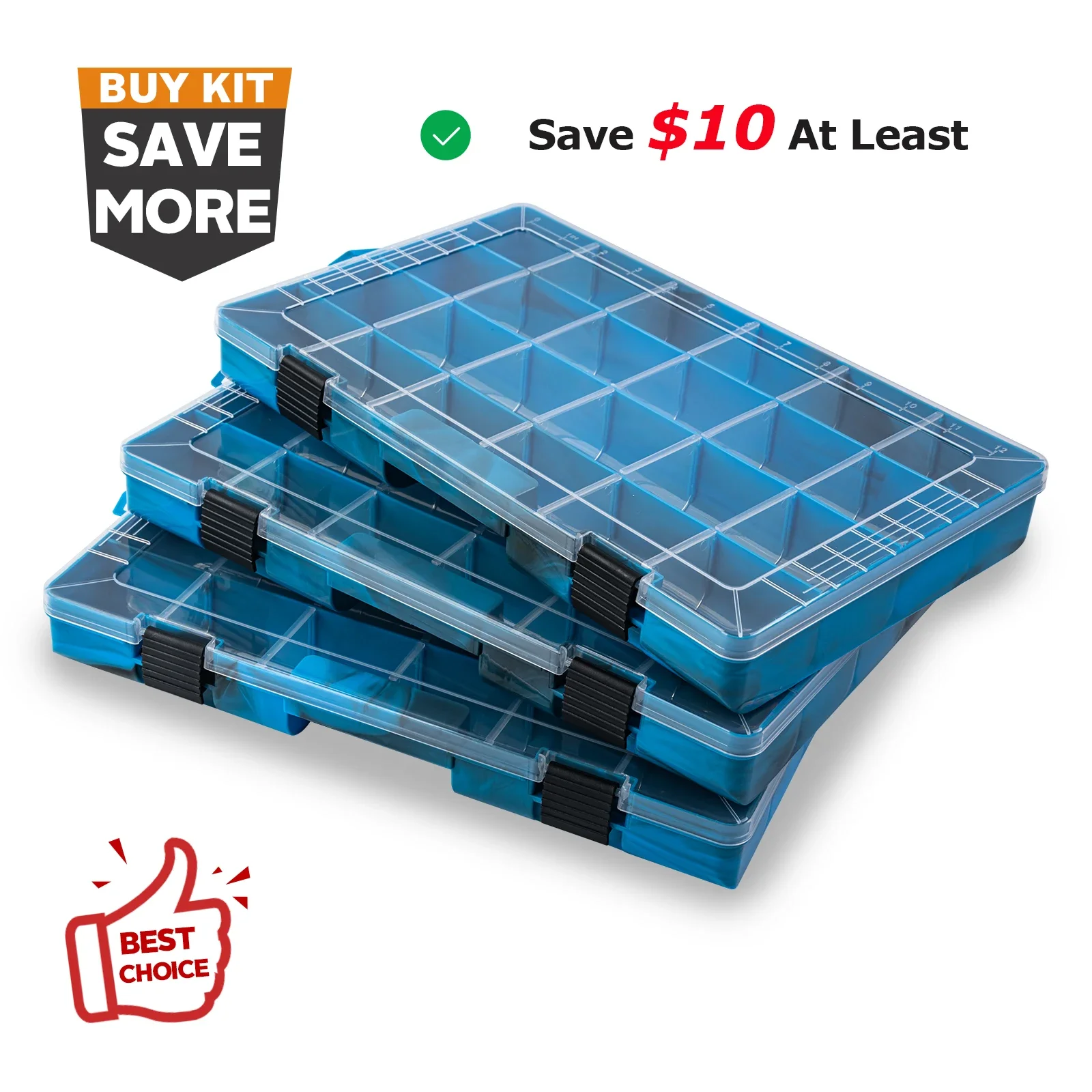 Goture-caja de aparejos de plástico, organizador de cebo portátil, estuche de almacenamiento con compartimentos ajustables para anzuelo de pesca, accesorios de señuelo - imagen 2