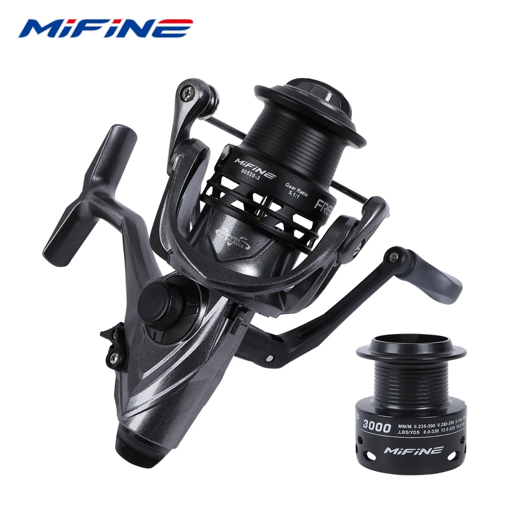 MIFINE-Carrete de pesca RUNNER gratis, 3000-6000 ruedas giratorias, freno doble, carrete de metal, relación de velocidad 5,1: 1 pesca de carpa - imagen 2