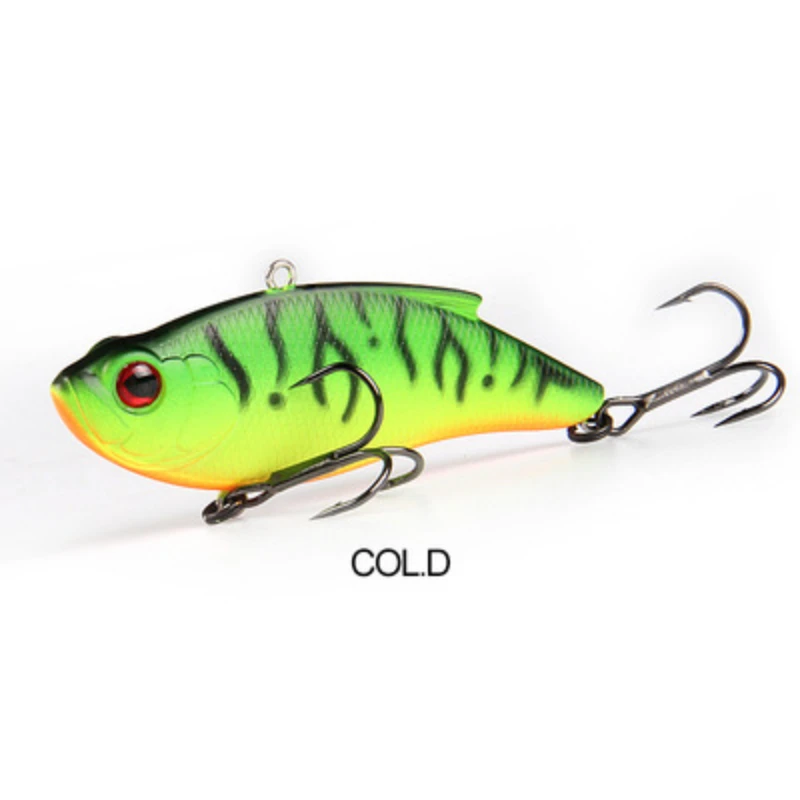 VIB-señuelo de pesca de 75mm y 15g, cebos de vibración que se hunden, Crankbait, anzuelos triples, aparejos Swimbait, cebo falso de agua dulce de mar, accesorios - imagen 5