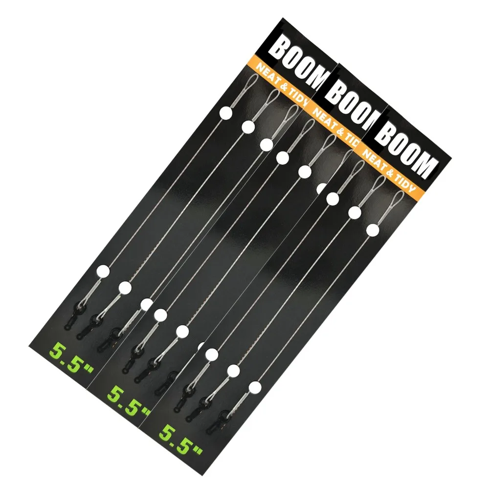 Línea líder de pesca de carpa para aparejos, accesorios, pluma fundida, 100% líder de fluorocarbono, hooklink de 5,5 pulgadas con Ronnie y anillo giratorio - imagen 4