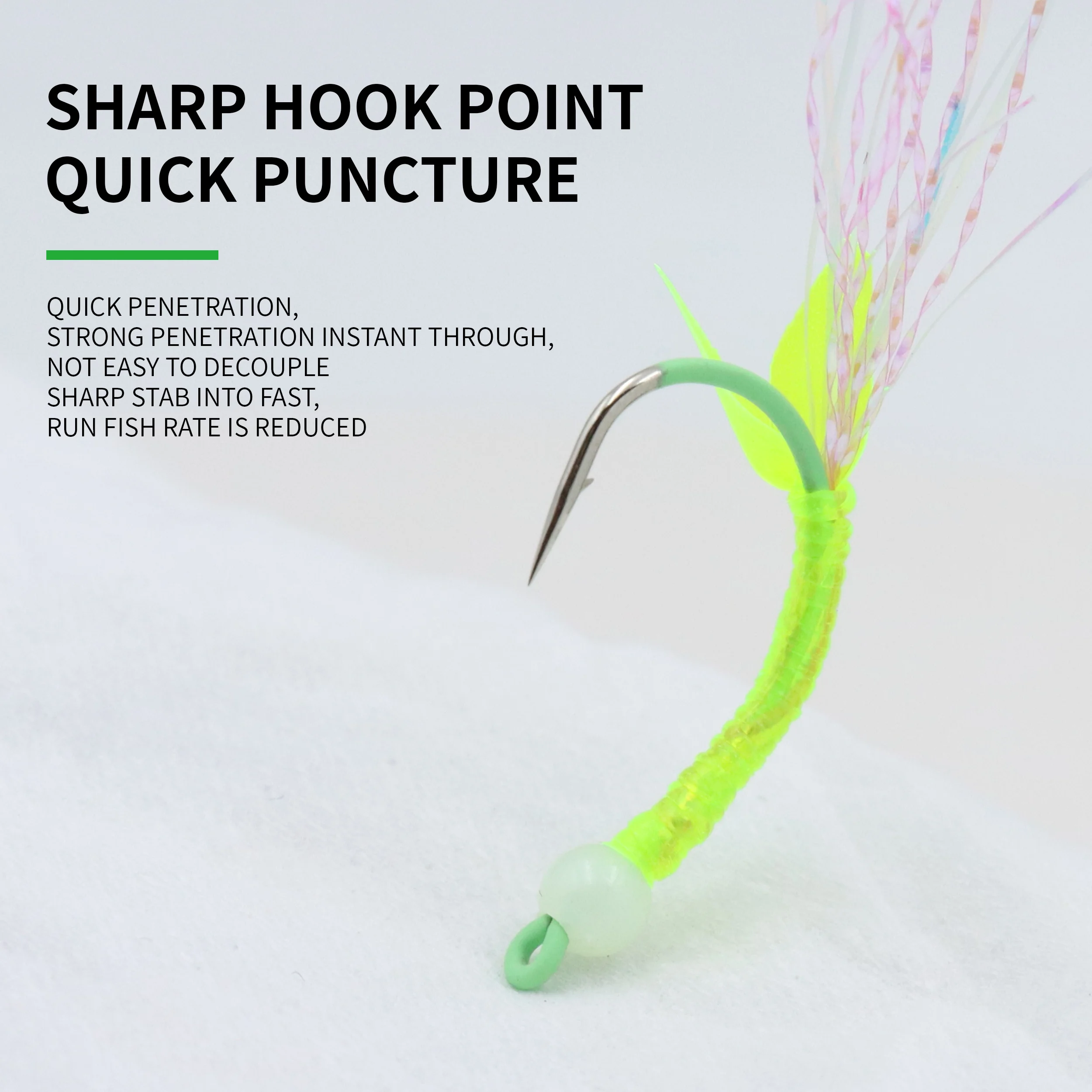 ZYZ 14 unids/bolsa de aparejos de pesca Sabiki, anzuelo de asistencia, anzuelo luminoso para mosca, aparejos de cebo de pesca para Surf, anzuelos de asistencia para pesca en agua dulce y salada - imagen 4