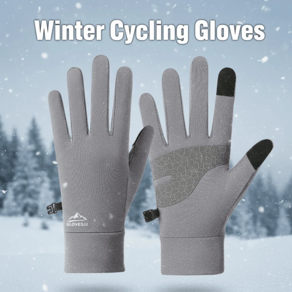 Guantes térmicos de lana para ciclismo de invierno, hebilla de bloqueo de pantalla táctil, guantes gruesos para ciclismo, resistentes al desgaste, antideslizantes, cálidos para exteriores - imagen 3