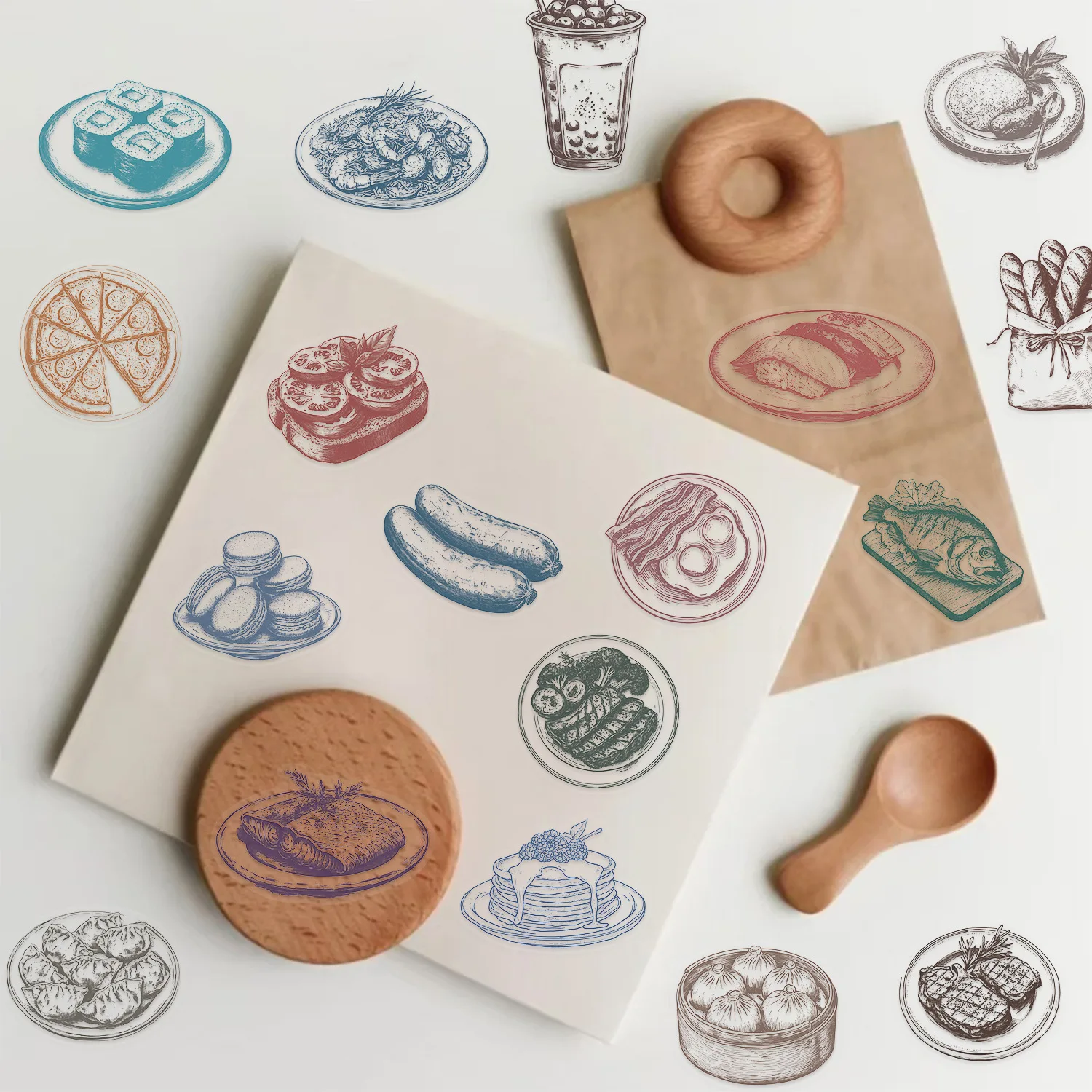 50 Uds. De pegatinas transparentes Retro de comida para mascotas, álbum de recortes, teléfono, guitarra, portátil, maleta, taza, calcomanías impermeables, juguetes - imagen 5