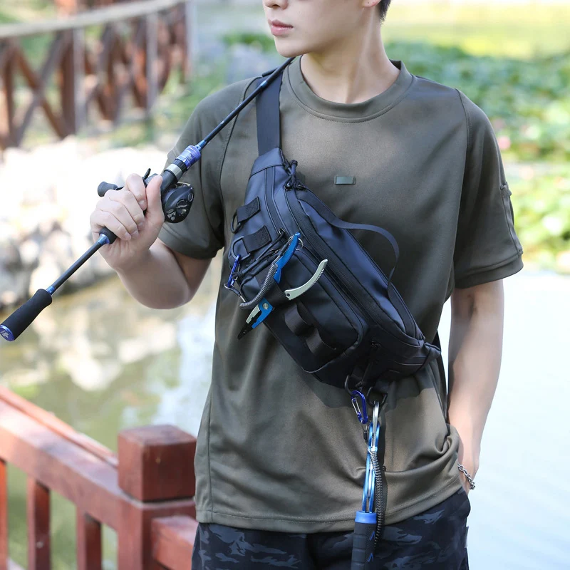 Bolsa de pecho impermeable para equipo de pesca, bolso cruzado ligero para viaje, senderismo, riñonera multifuncional para deportes al aire libre, Z9A - imagen 3