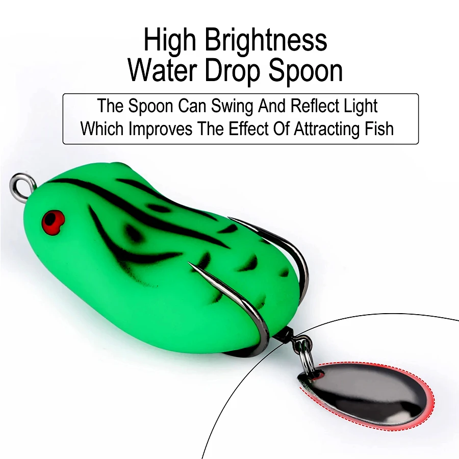 Juego de señuelos de rana flotantes de superficie, 5 unidades por caja, con lentejuelas, ganchos dobles, 7g/0,39 pulgadas, Swimbait para pez negro, lubina, trucha, Lucio, cabeza de serpiente - imagen 4