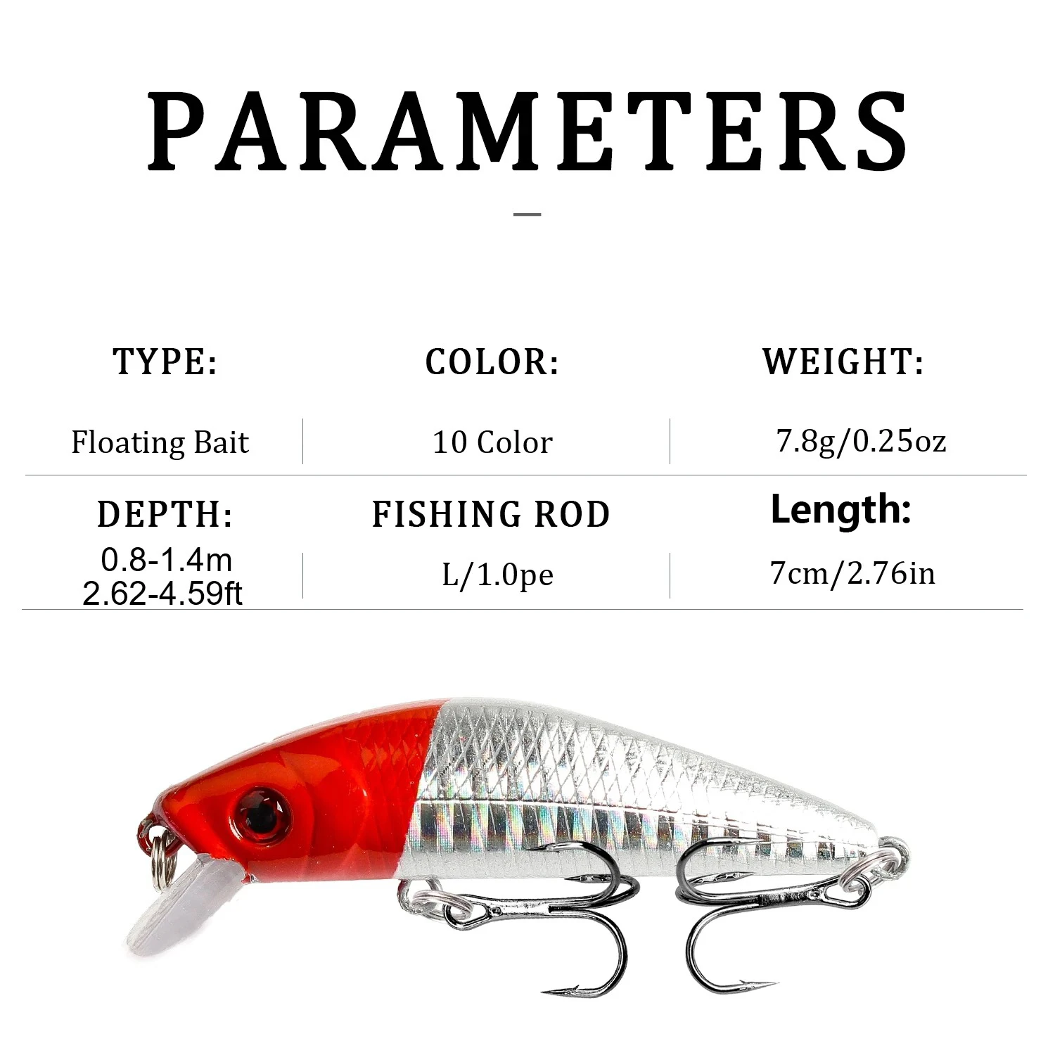 10 Uds. Señuelos de pesca flotantes Minnow Crankbait Isca cebo duro artificial Wobblers Bass carpa Swimbait aparejos de pesca - imagen 2