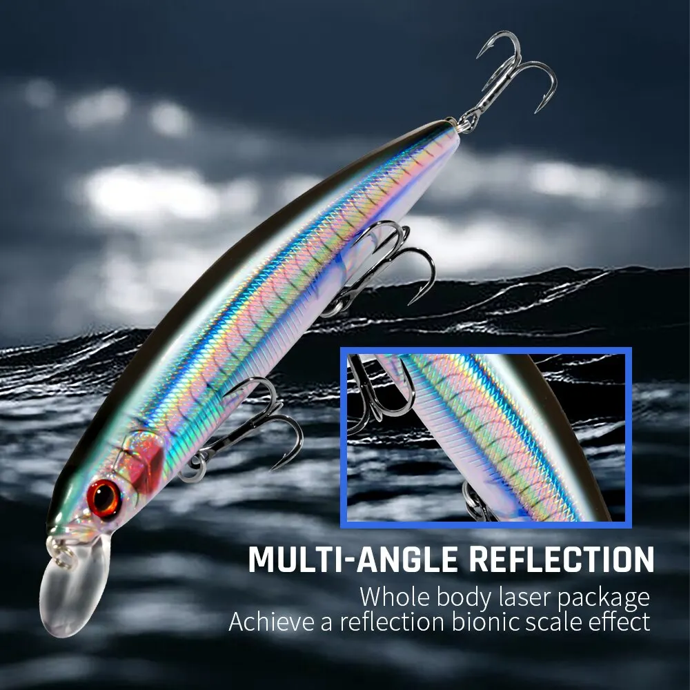 Sistema de peso de agua superior, pececillo de suspensión, señuelo de Pesca de Mar, anzuelos triples fuertes, cebo de silicona Jerkbait, 14cm, 24g - imagen 5