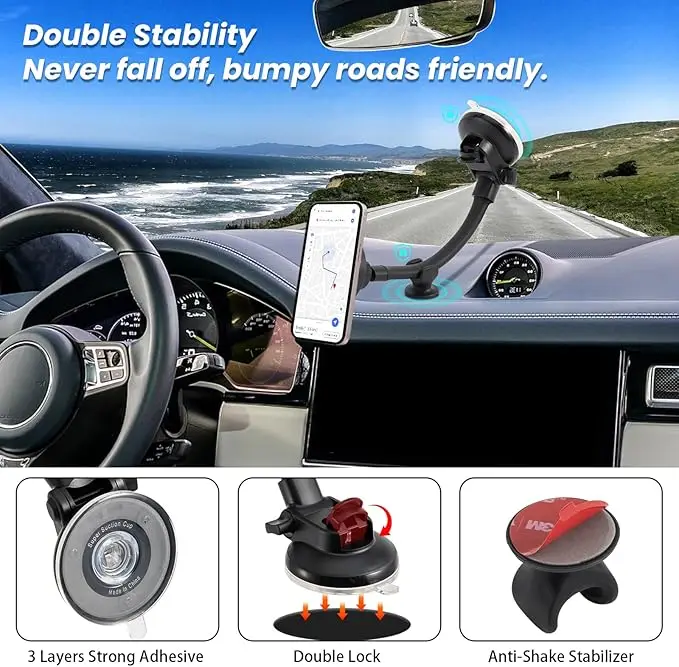 Goture-Kit de soporte magnético para teléfono de coche, 3 en 1, imán fuerte, parabrisas, ventilación de aire, tablero, soporte Magsafe, ventana, ventosa - imagen 2