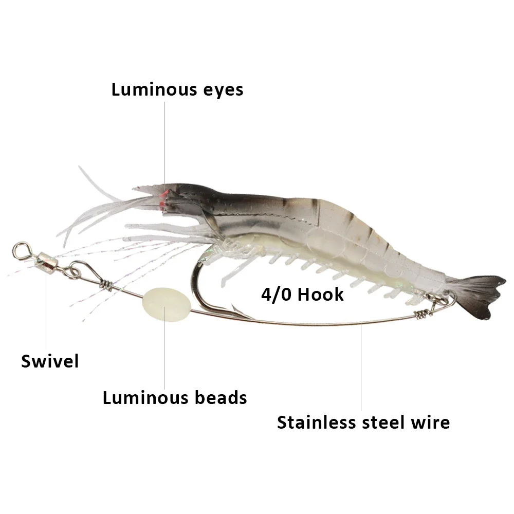 Señuelo de pesca de camarones de silicona Goture, 1 unidad, 9cm, 6g, cebo de camarón Artificial de colores mezclados con anzuelo, señuelo suave de agua dulce, aparejos de pesca - imagen 4