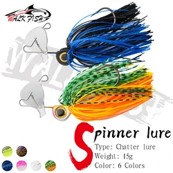 Señuelo de pesca WALK FISH, cebo de Metal de 15g, cebo giratorio, ojos 3D, Buzzbait, plantilla de hoja grande, Wobbler, señuelo de pesca de barba para Lucio