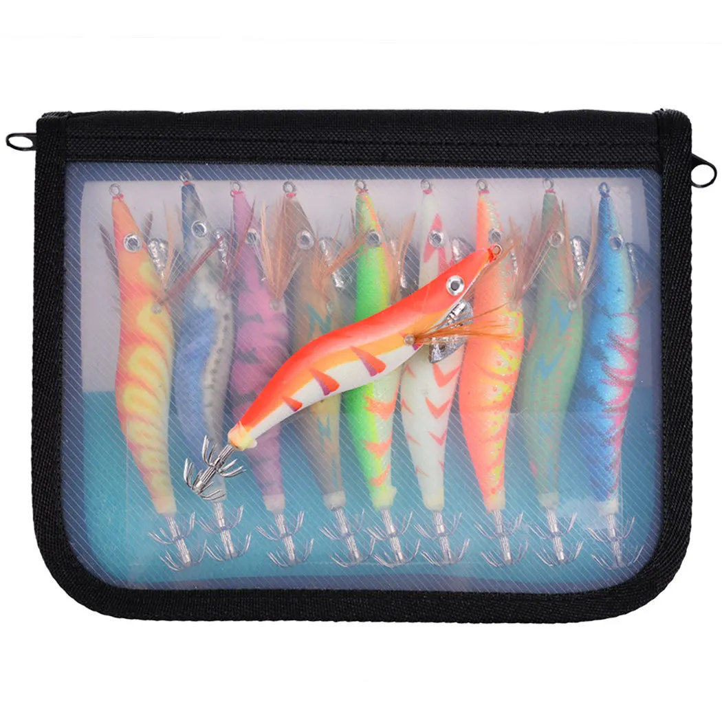 10 Uds 3,5 cebo de pesca de calamar anzuelo de gamba ojos 3D luminoso pulpo plomo jig señuelos sepia cebo Artificial anzuelo de pesca - imagen 4