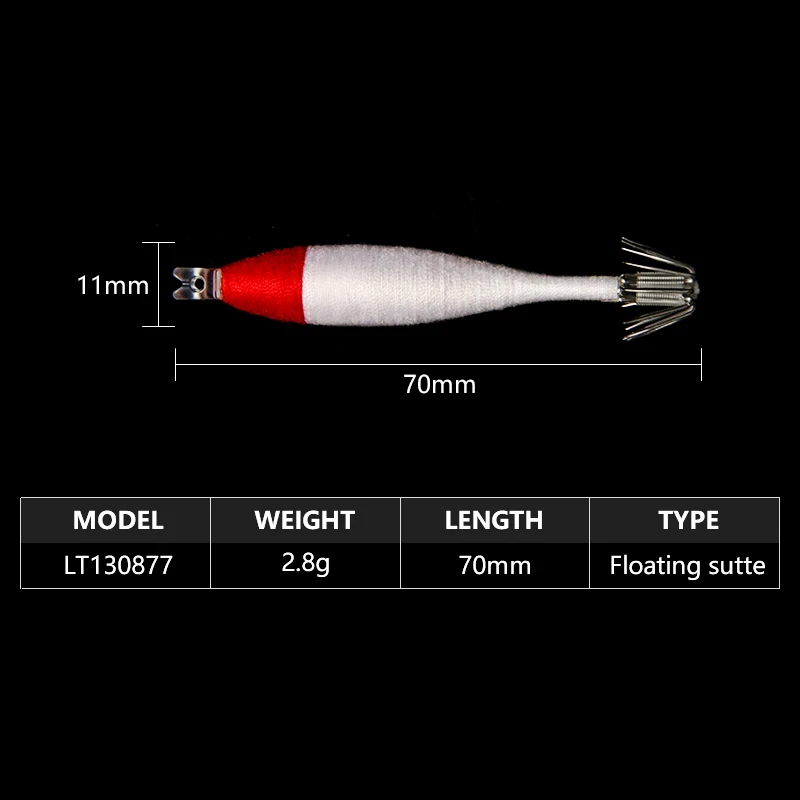 LETOYO 70mm anzuelo atado a mano seda de algodón plantilla de calamar luminosa con luz ultravioleta señuelo de calamar flotante pulpo Webfoot señuelos para pescar sepias - imagen 2