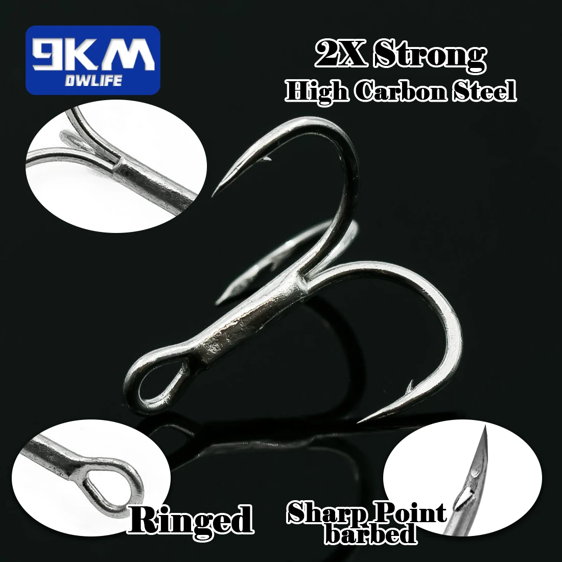 9KM 25 uds anzuelos triples de pesca anzuelos de pesca de agua salada anzuelo de pesca de repuesto trucha atún salmón - imagen 3