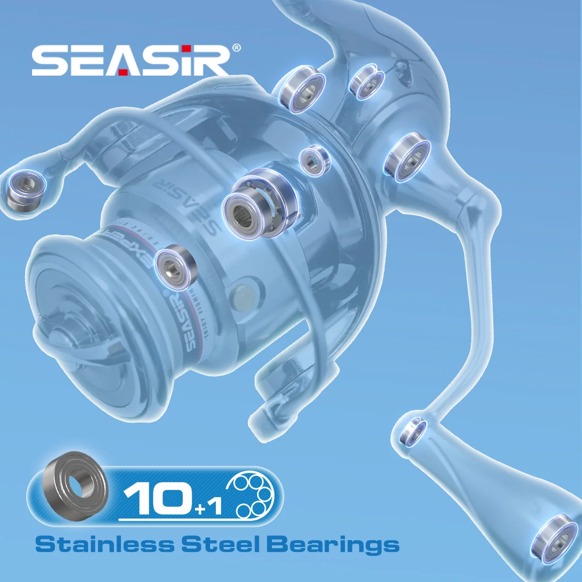 Carrete de pesca giratorio Seasir Expert, mango eléctrico de Metal de una pieza, carrete poco profundo de fundición ultralargo, carrete giratorio impermeable - imagen 4