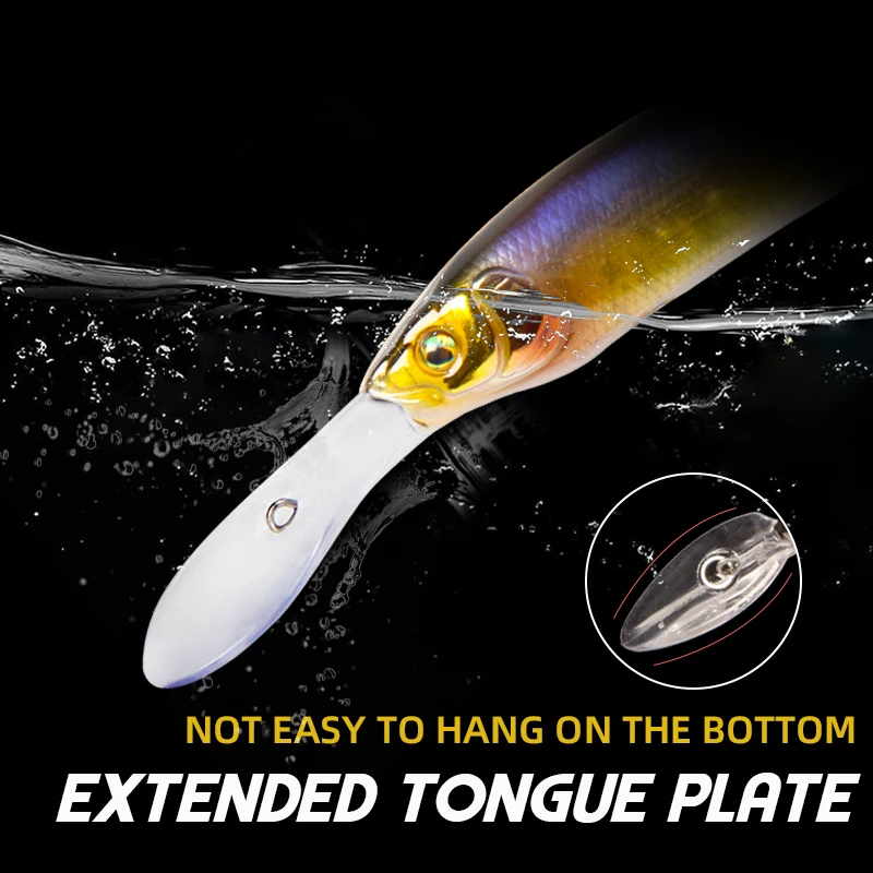 LETOYO-señuelo de pececillo de buceo profundo, placa de lengua larga, señuelo de pesca de pececillo con bola de acero, cebos duros artificiales para lubina, 8,5g/105mm - imagen 4