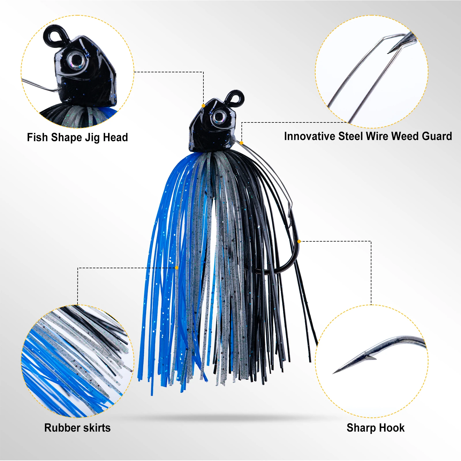 Gotour Spinnerbait señuelo de pesca Crankbait sin malezas de alta calidad, señuelo de pesca Wobbler Chatterbait para lubina Pike Walleye Fish - imagen 3