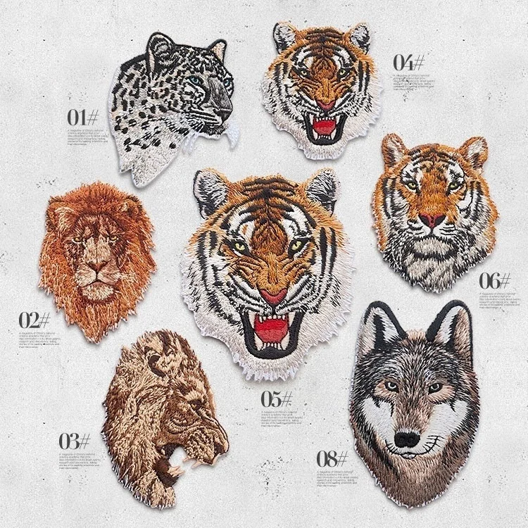 Parches de leopardo y tigre con detalle de bordado
