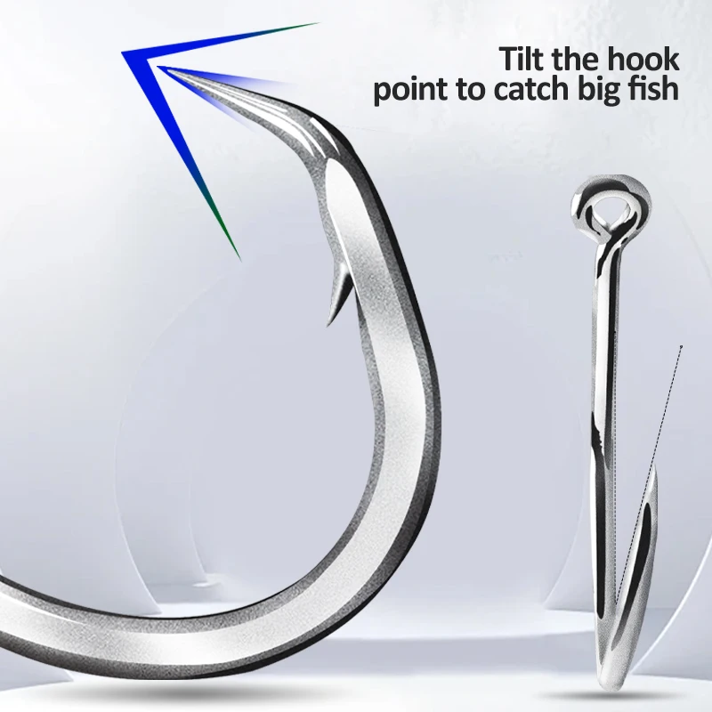 ZYZ-anzuelo circular de pesca de mar, 6 ~ 10 unids/bolsa, anzuelos de aguas profundas de acero rico en carbono, anzuelos de pesca para barcos, aparejos de anzuelos de atún - imagen 3